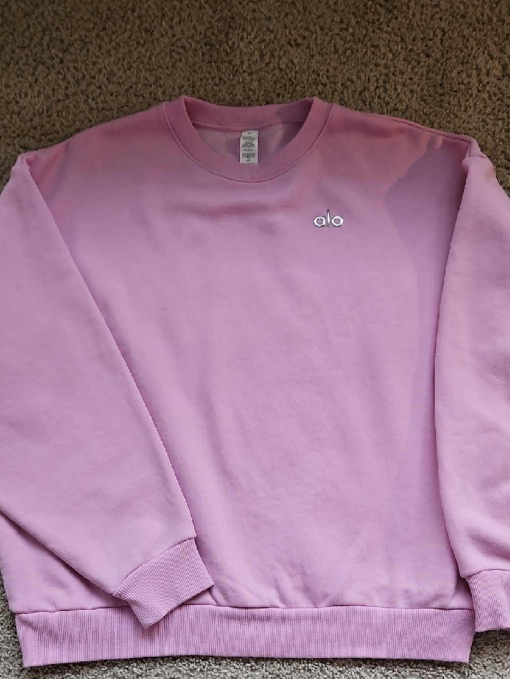ALO Yoga Crewneck Sweatshirt in Candy Heart Pink - Picture 3 of 5